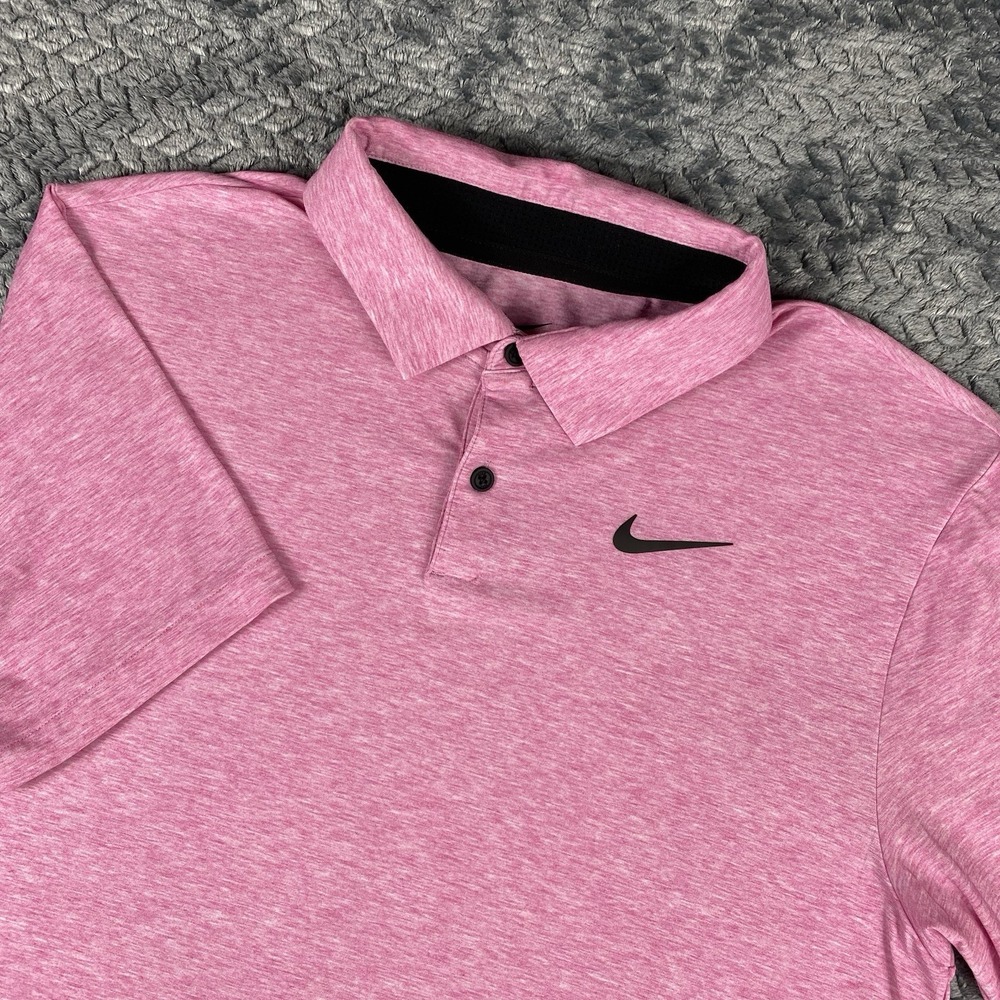 Nike Dri-FIT Polo Shirt Mens S Pink Heather Golf Performance Stretch Knit Small